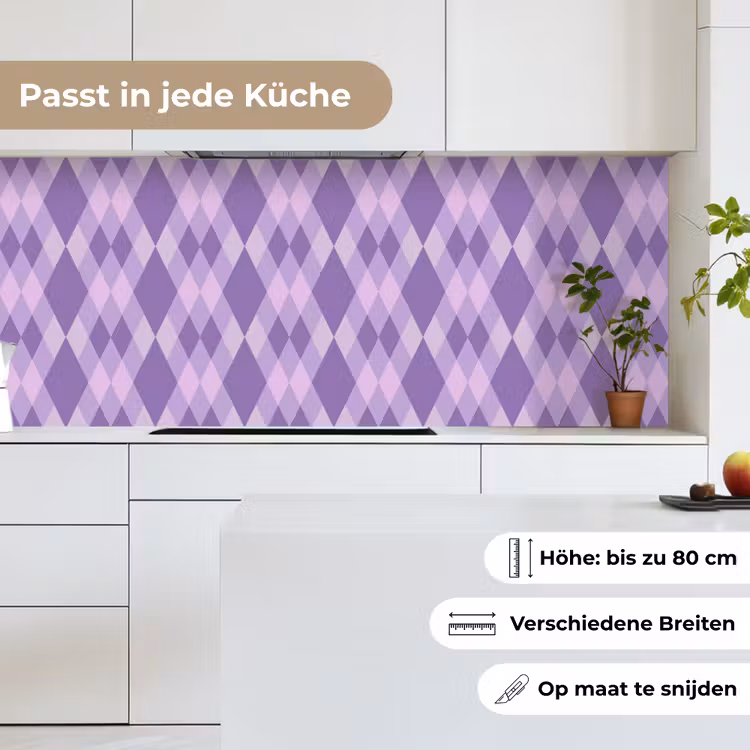 Küchenrückwand - Lila – Geometrisch – Rauten – Argyle – Muster — 7