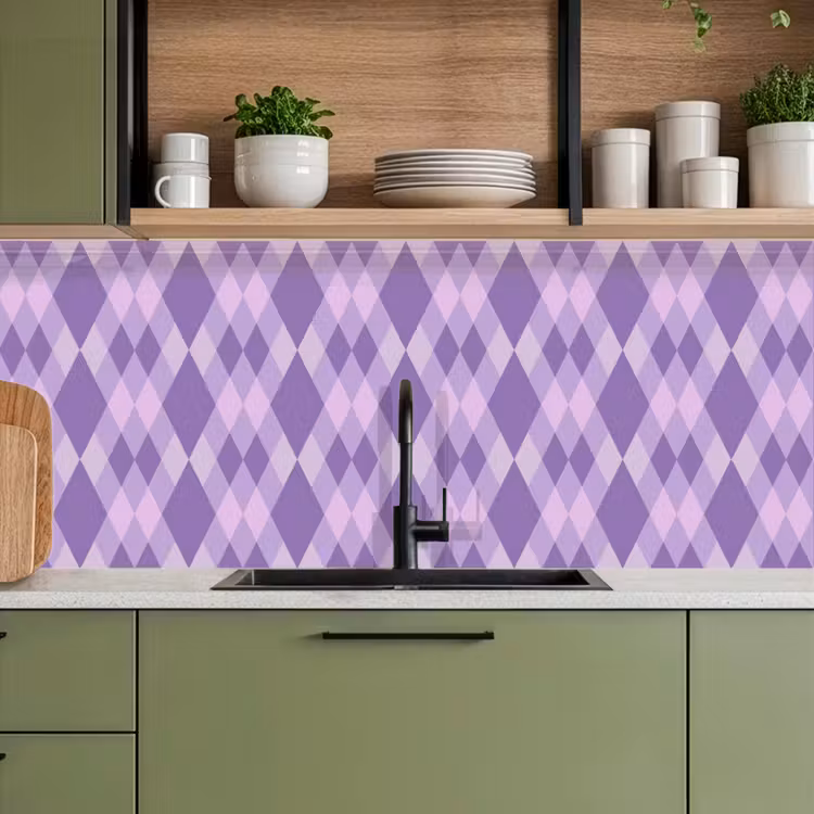 Küchenrückwand - Lila – Geometrisch – Rauten – Argyle – Muster — 8