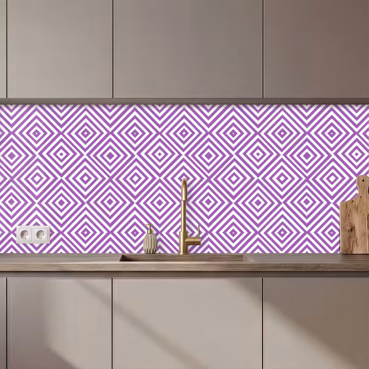 Küchenrückwand - Lila – Geometrisch – Rauten – Konzentrisch – Muster — 1