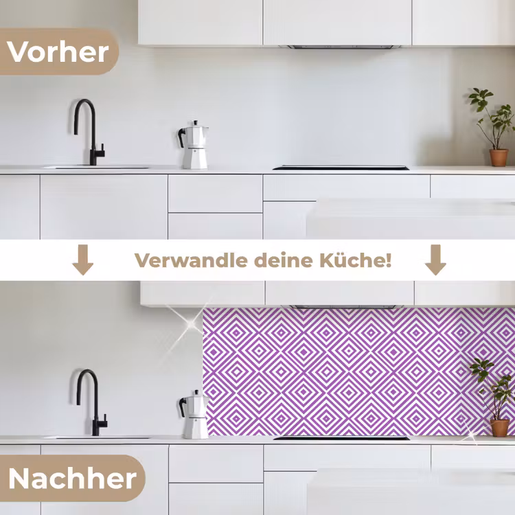 Küchenrückwand - Lila – Geometrisch – Rauten – Konzentrisch – Muster — 3