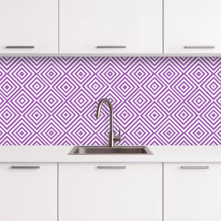Küchenrückwand - Lila – Geometrisch – Rauten – Konzentrisch – Muster — 4