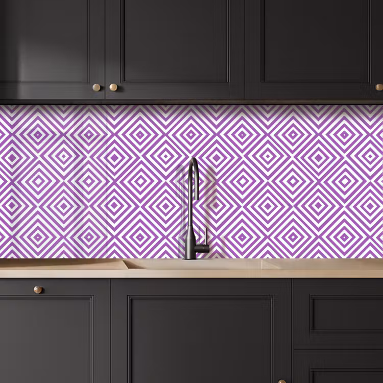 Küchenrückwand - Lila – Geometrisch – Rauten – Konzentrisch – Muster — 6