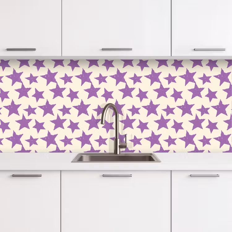 Küchenrückwand - Lila – Geometrisch – Sterne – Stempel – Muster — 4