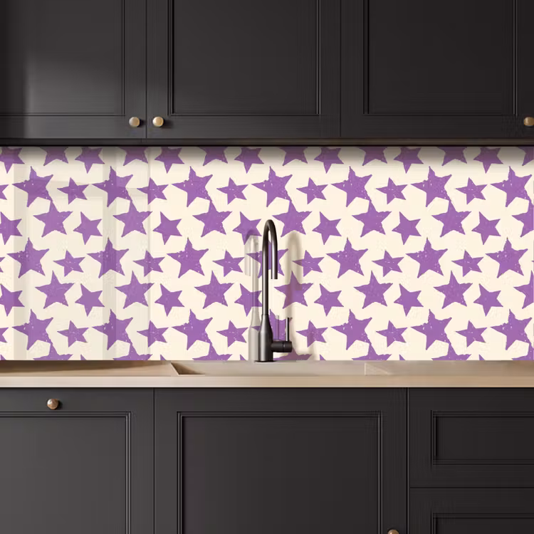 Küchenrückwand - Lila – Geometrisch – Sterne – Stempel – Muster — 6