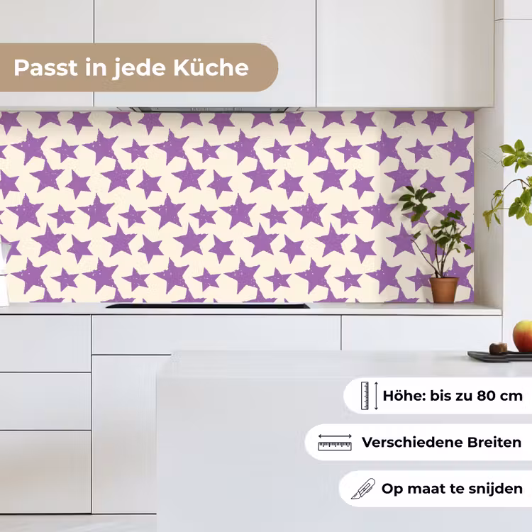 Küchenrückwand - Lila – Geometrisch – Sterne – Stempel – Muster — 7
