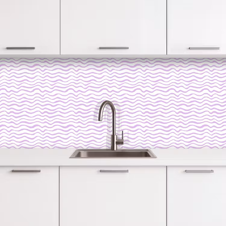 Küchenrückwand - Lila – Geometrisch – Wellen – Linien – Muster — 4