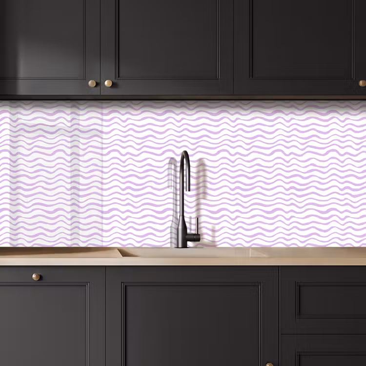 Küchenrückwand - Lila – Geometrisch – Wellen – Linien – Muster — 6