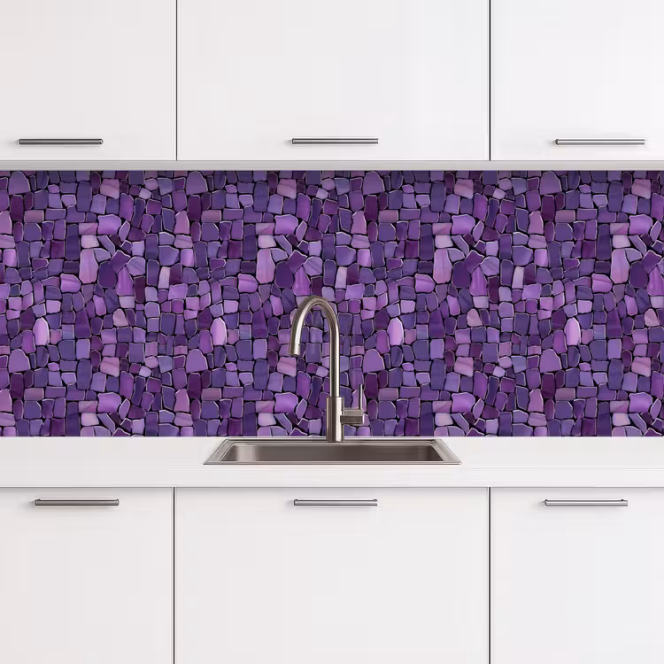 Küchenrückwand - Lila – Mosaik – Scherben – Stein – Muster — 4
