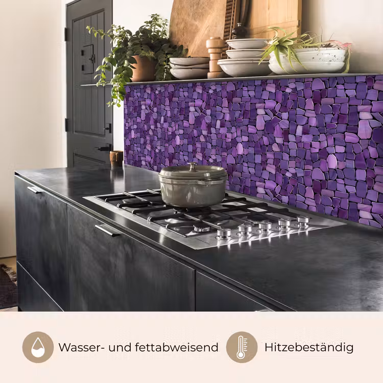 Küchenrückwand - Lila – Mosaik – Scherben – Stein – Muster — 5