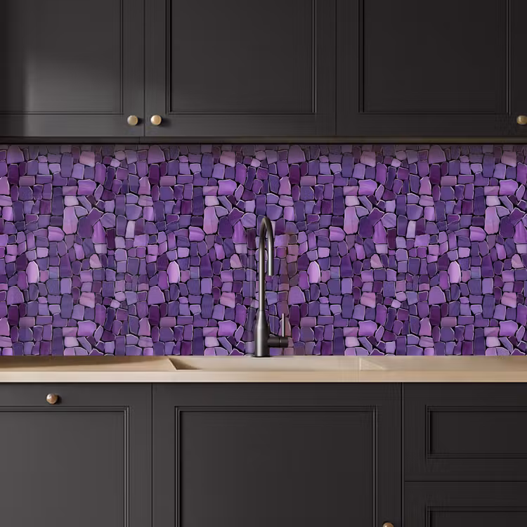 Küchenrückwand - Lila – Mosaik – Scherben – Stein – Muster — 6