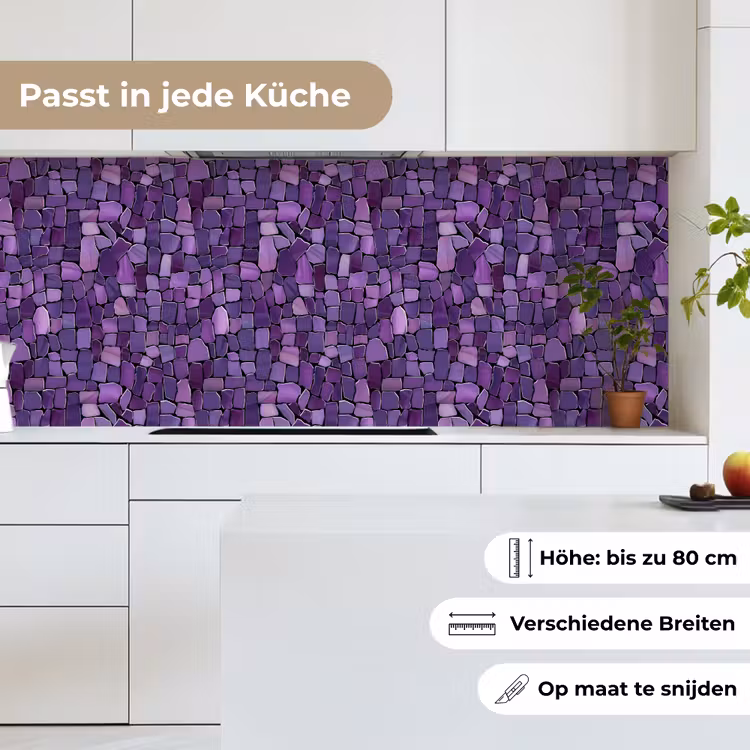Küchenrückwand - Lila – Mosaik – Scherben – Stein – Muster — 7