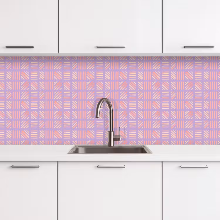 Küchenrückwand - Lila – Rosa – Geometrisch – Streifen – Blöcke – Muster — 4