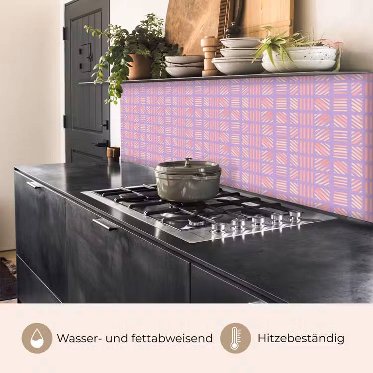Küchenrückwand - Lila – Rosa – Geometrisch – Streifen – Blöcke – Muster — 5