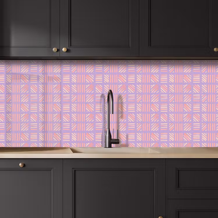 Küchenrückwand - Lila – Rosa – Geometrisch – Streifen – Blöcke – Muster — 6