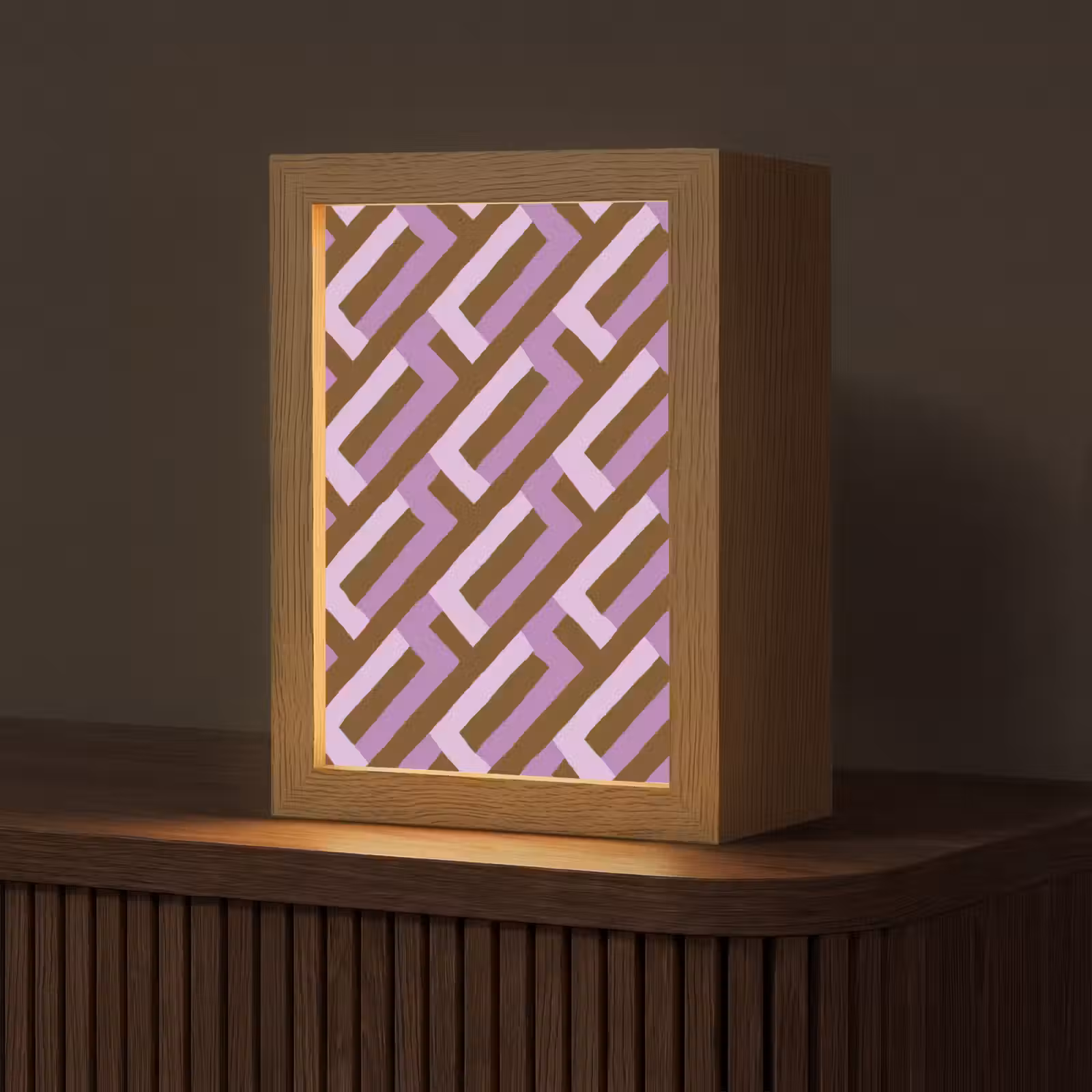 Personalisierte Lightbox - Braun – Rosa – Geometrisch – Mäander – Muster — 1