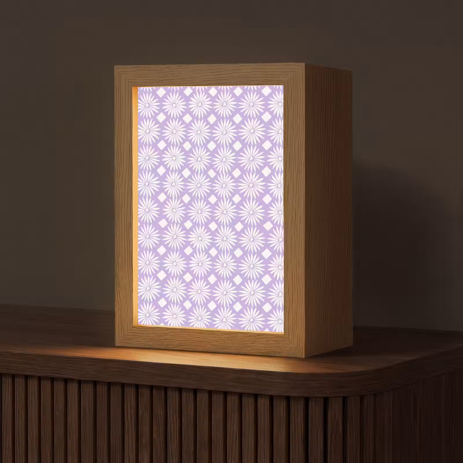 Personalisierte Lightbox - Lila – Botanisch – Blumen – Gänseblümchen – Muster — 1