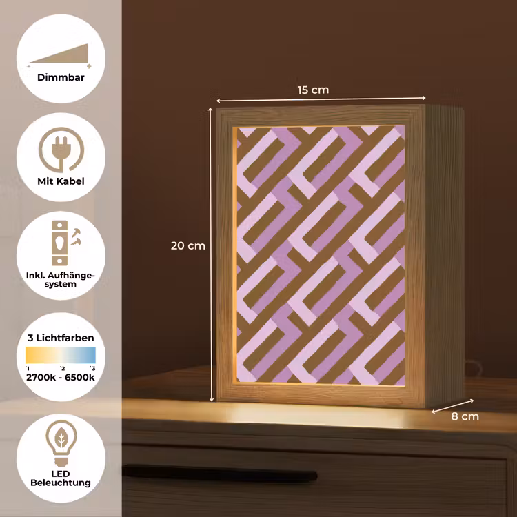 Personalisierte Lightbox - Braun – Rosa – Geometrisch – Mäander – Muster — 6