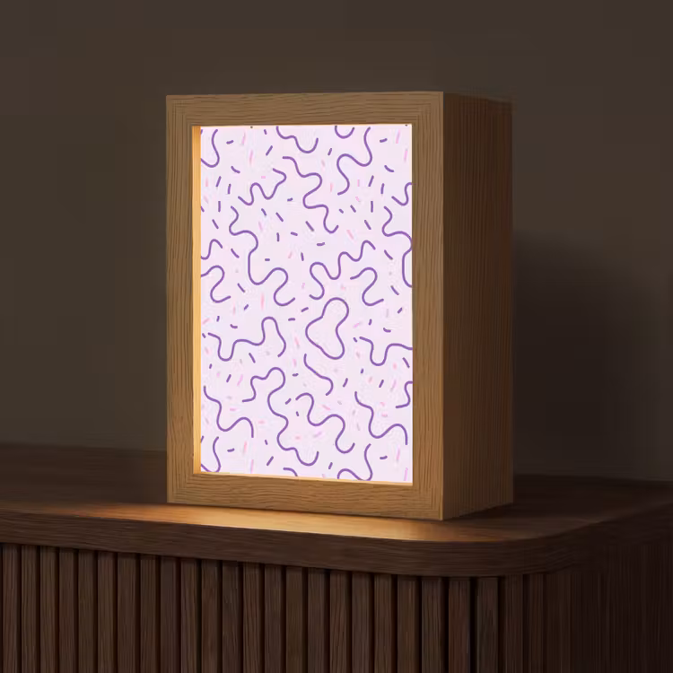 Personalisierte Lightbox - Lila – Abstrakt – Memphis – Retro – Sprenkel – Muster — 1