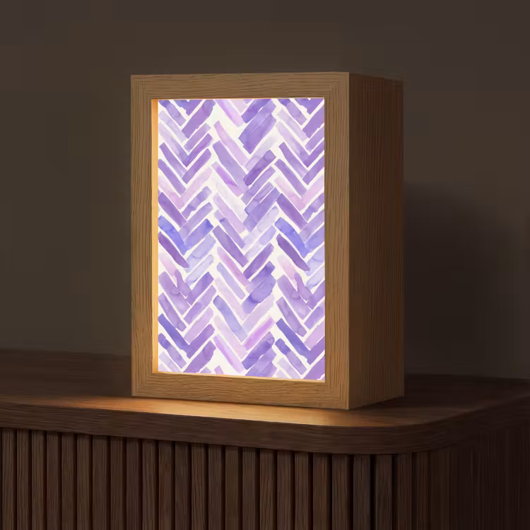 Personalisierte Lightbox - Lila – Fischgrätmuster – Aquarell – Pinselstriche – Muster — 1