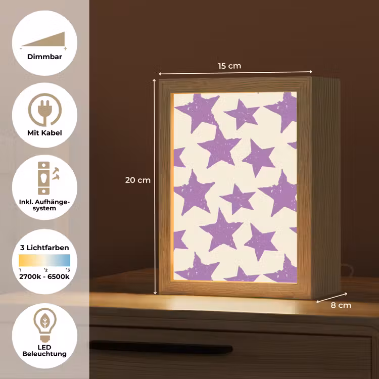 Personalisierte Lightbox - Lila – Geometrisch – Sterne – Stempel – Muster — 6