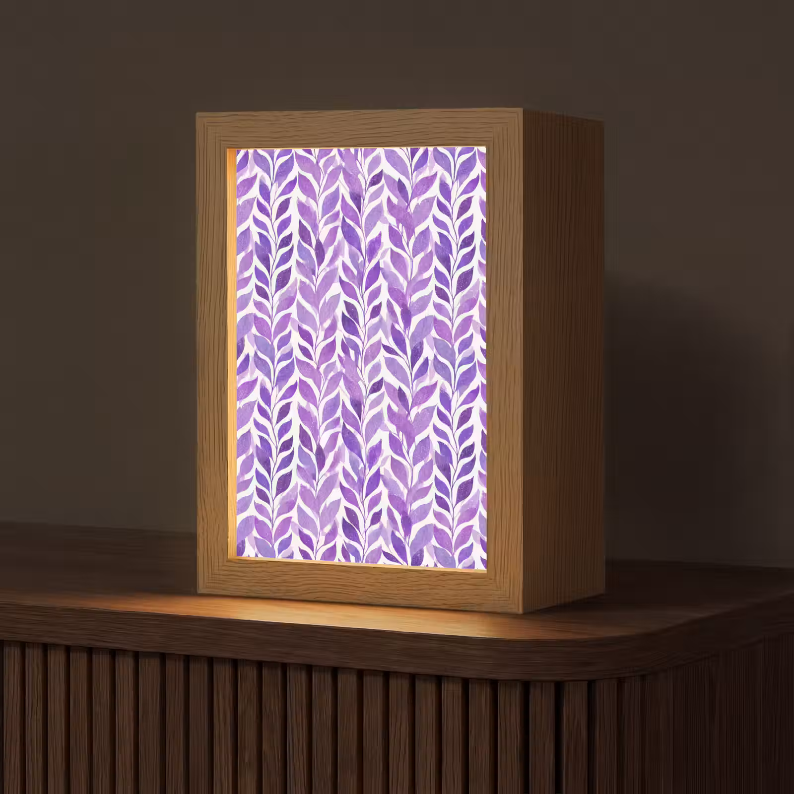 Personalisierte Lightbox - Lila – Botanisch – Blätter – Aquarell – Zweige – Muster — 1