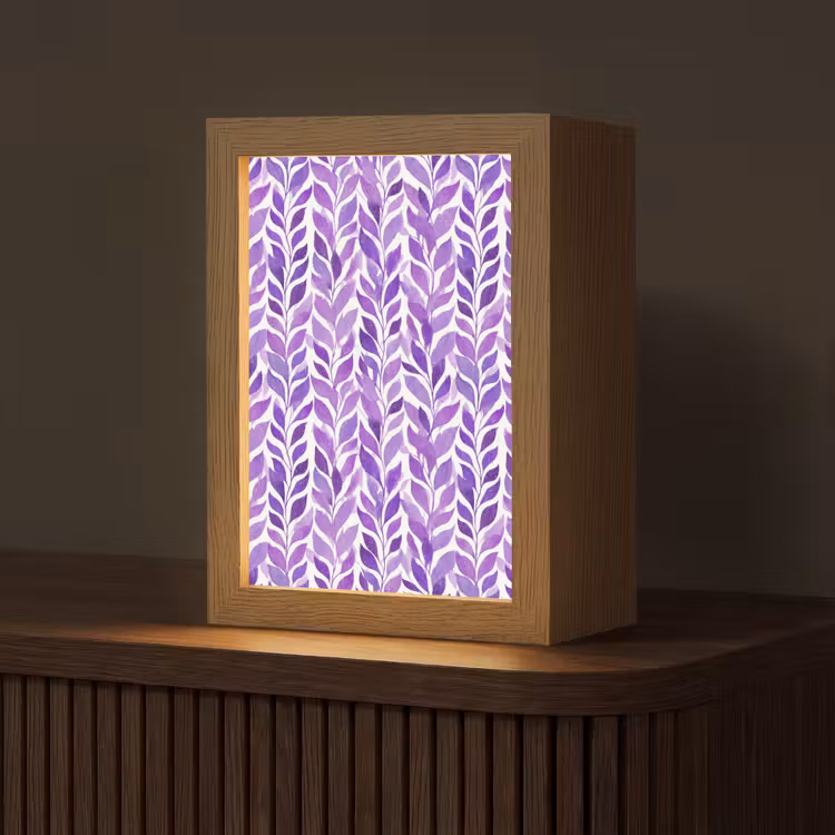 Personalisierte Lightbox - Lila – Botanisch – Blätter – Aquarell – Zweige – Muster — 1