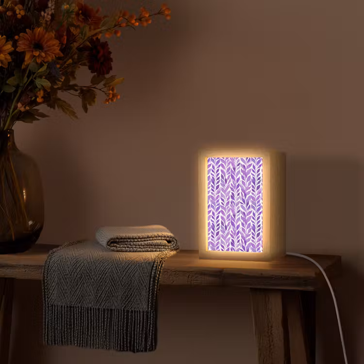 Personalisierte Lightbox - Lila – Botanisch – Blätter – Aquarell – Zweige – Muster — 3