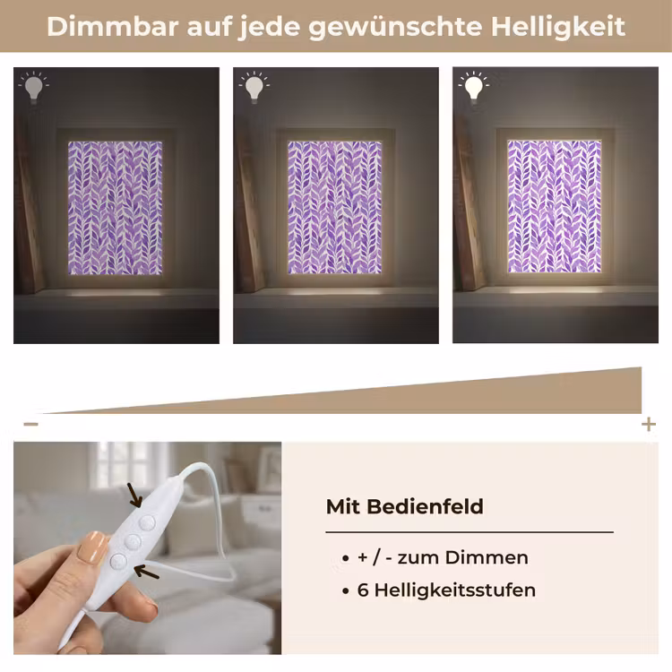 Personalisierte Lightbox - Lila – Botanisch – Blätter – Aquarell – Zweige – Muster — 8