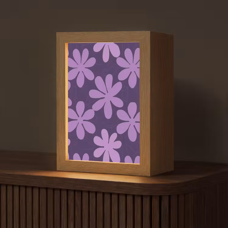 Personalisierte Lightbox - Lila – Botanisch – Blumen – Retro – Muster — 1