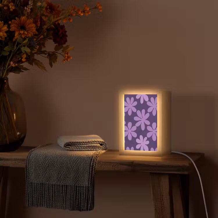 Personalisierte Lightbox - Lila – Botanisch – Blumen – Retro – Muster — 3