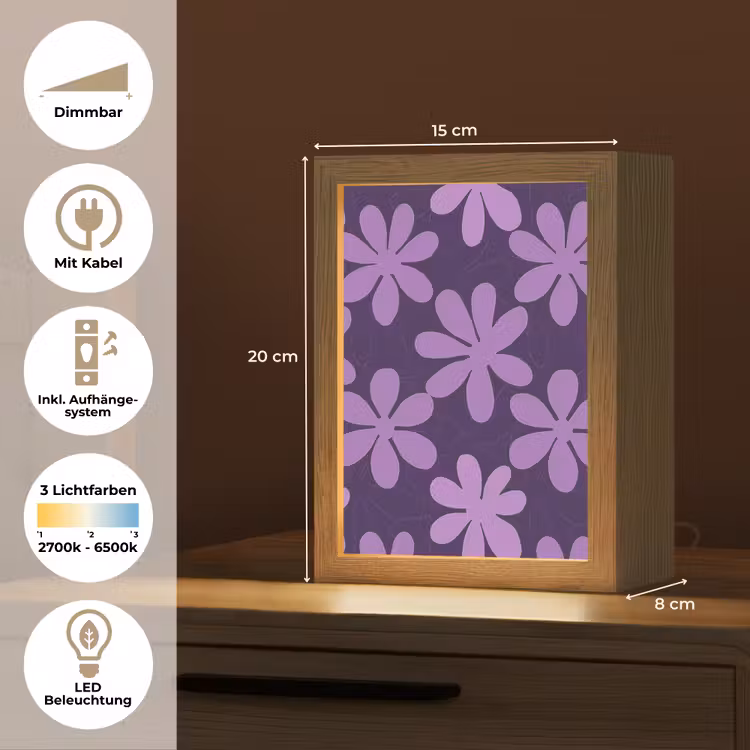 Personalisierte Lightbox - Lila – Botanisch – Blumen – Retro – Muster — 6