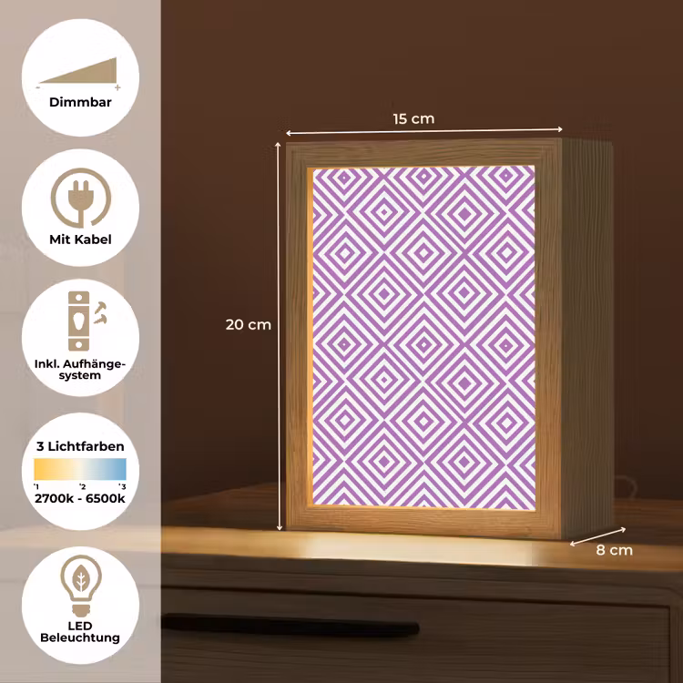 Personalisierte Lightbox - Lila – Geometrisch – Rauten – Konzentrisch – Muster — 6