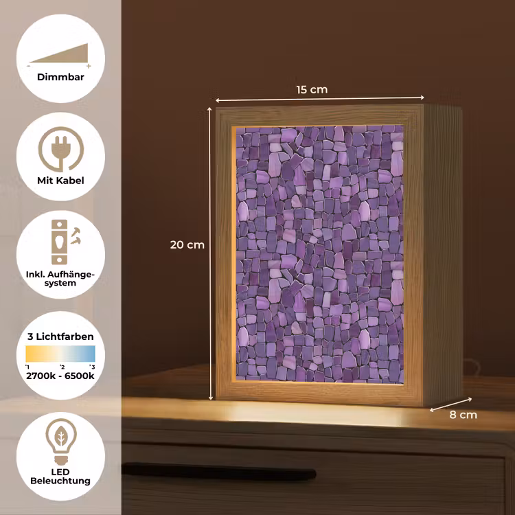 Personalisierte Lightbox - Lila – Mosaik – Scherben – Stein – Muster — 6
