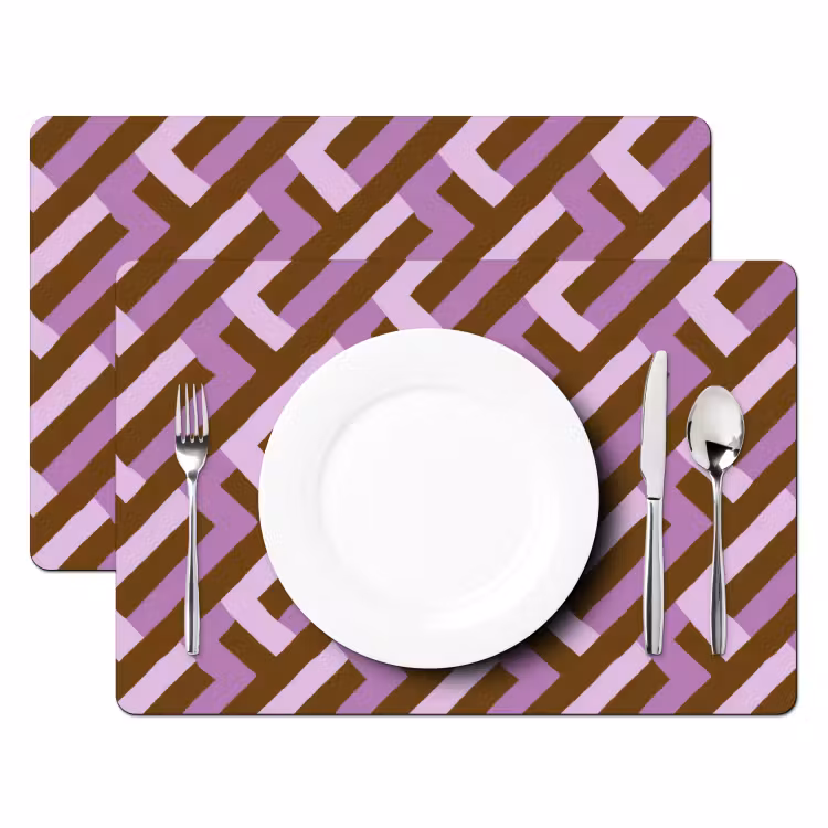 Tischset - 6 Stück - Braun – Rosa – Geometrisch – Mäander – Muster — 2
