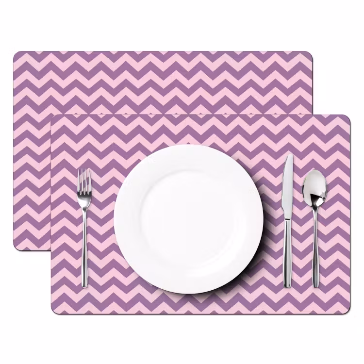 Tischset - 6 Stück - Lila – Rosa – Geometrisch – Chevron – Zickzack – Muster — 2