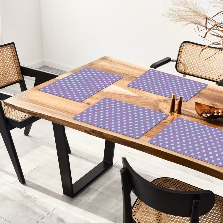 Tischset - 6 Stück - Lila – Blau – Geometrisch – Punkte – Polka Dot – Muster — 4