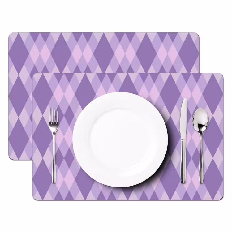 Tischset - 6 Stück - Lila – Geometrisch – Rauten – Argyle – Muster — 2