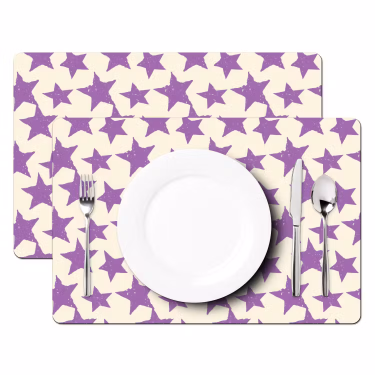 Tischset - 6 Stück - Lila – Geometrisch – Sterne – Stempel – Muster — 2