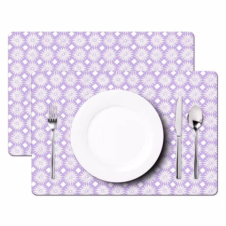 Tischset - 6 Stück - Lila – Botanisch – Blumen – Gänseblümchen – Muster — 2