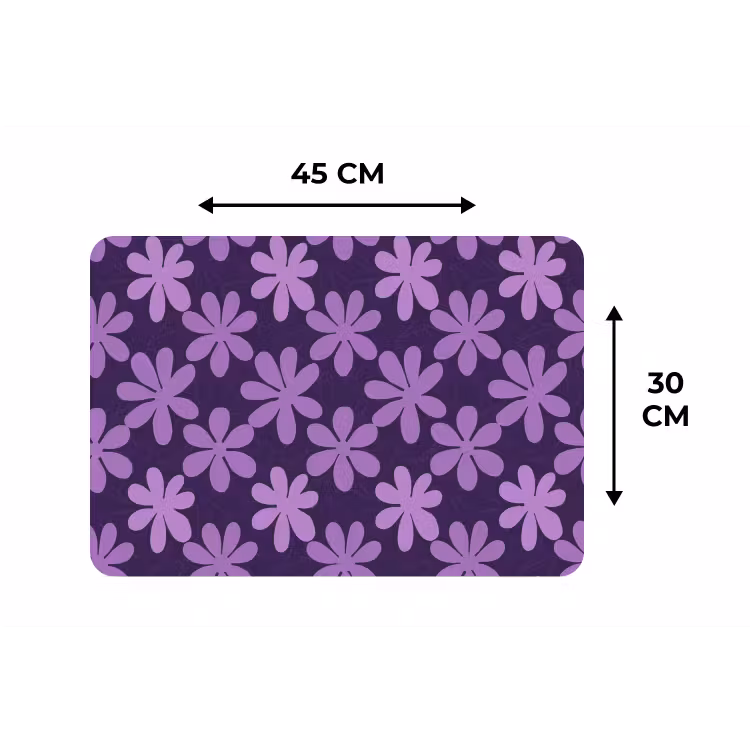 Tischset - 6 Stück - Lila – Botanisch – Blumen – Retro – Muster — 3
