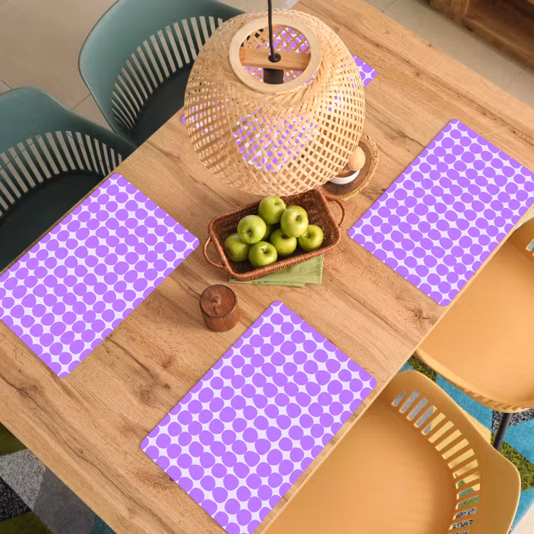 Tischset - 6 Stück - Lila – Geometrisch – Punkte – Polka Dot – Muster — 5