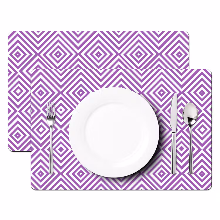 Tischset - 6 Stück - Lila – Geometrisch – Rauten – Konzentrisch – Muster — 2