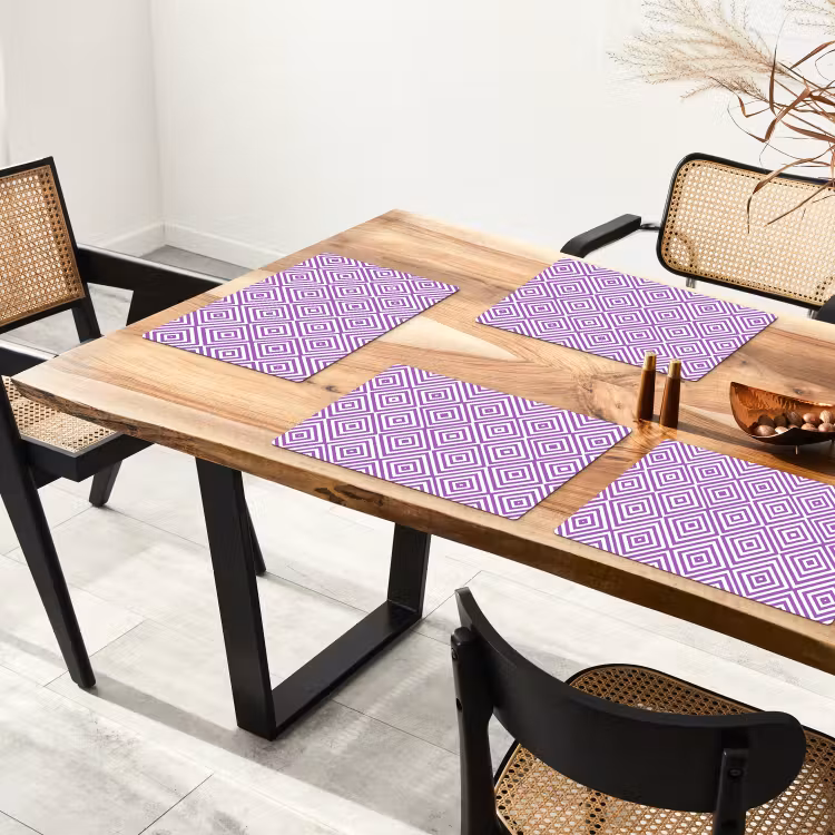 Tischset - 6 Stück - Lila – Geometrisch – Rauten – Konzentrisch – Muster — 4