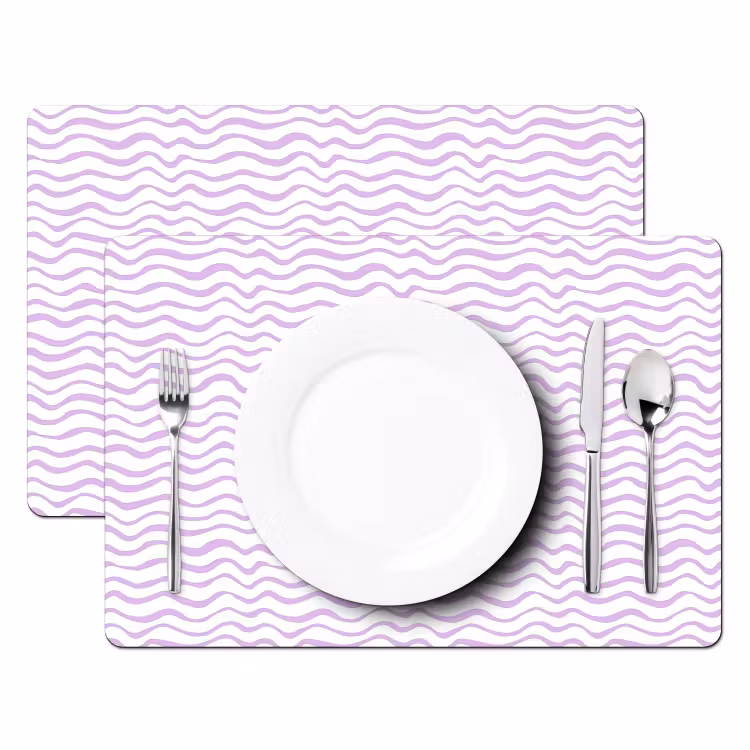Tischset - 6 Stück - Lila – Geometrisch – Wellen – Linien – Muster — 2