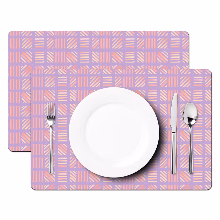 Tischset - 6 Stück - Lila – Rosa – Geometrisch – Streifen – Blöcke – Muster — 2