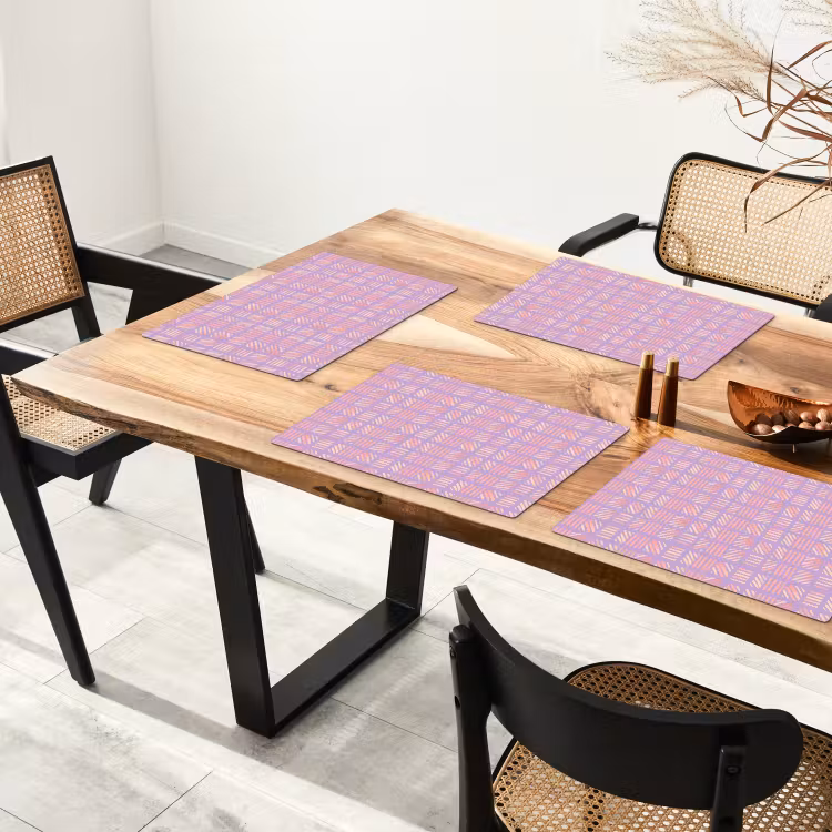 Tischset - 6 Stück - Lila – Rosa – Geometrisch – Streifen – Blöcke – Muster — 4