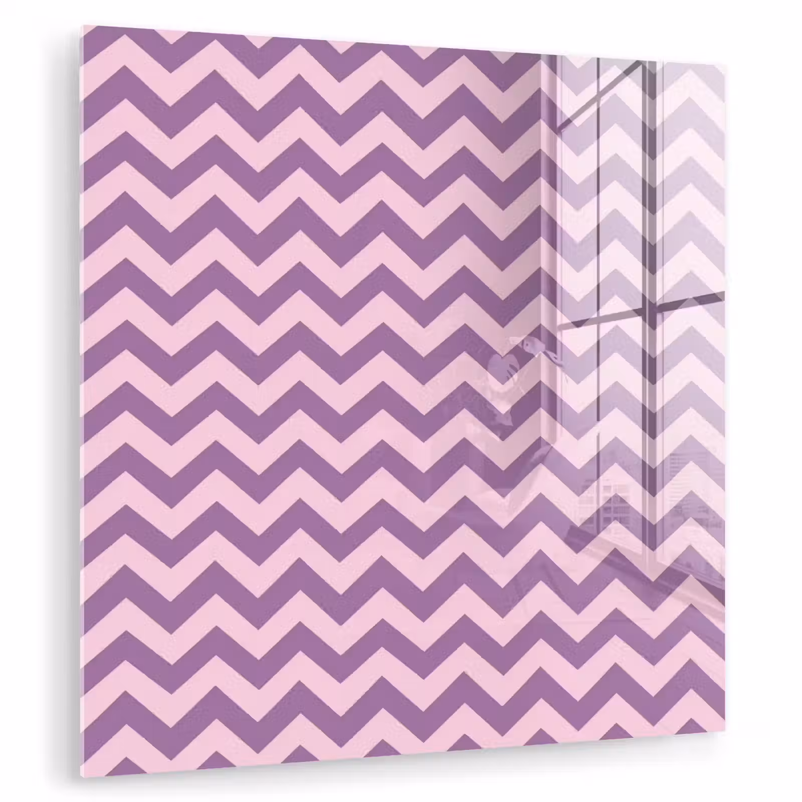 Glasbild - Lila – Rosa – Geometrisch – Chevron – Zickzack – Muster — 1