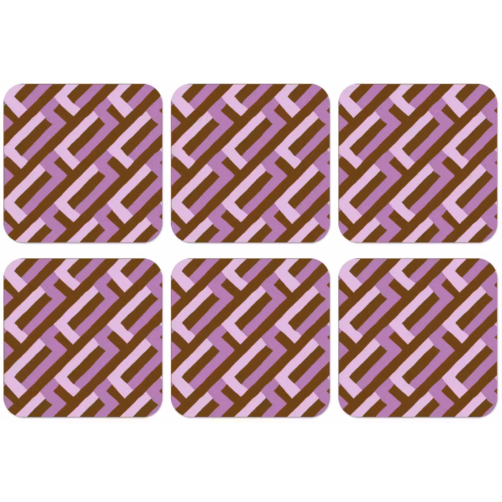 Untersetzer - Braun – Rosa – Geometrisch – Mäander – Muster — 1