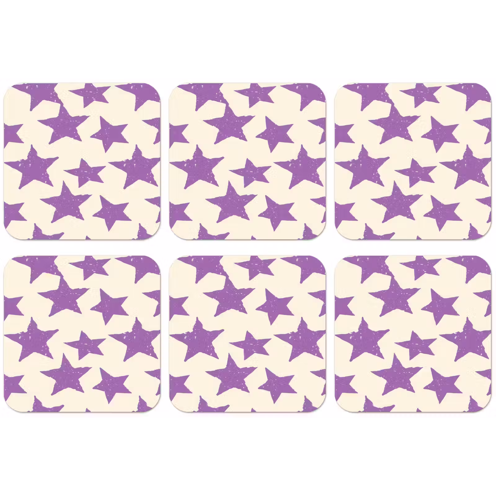 Untersetzer - Lila – Geometrisch – Sterne – Stempel – Muster — 1