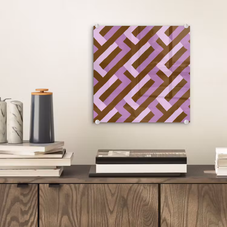 Glasbild - Braun – Rosa – Geometrisch – Mäander – Muster — 2